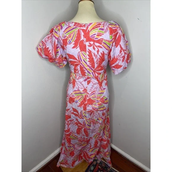 Farm Rio Printed Swiss-dot Cotton Midi Dress Small S - Picture 4 of 10